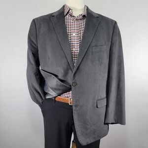 Chaps Men's Sport Coat Blazer Two Button‎ Sued Herringbone Soft Polyester 48R